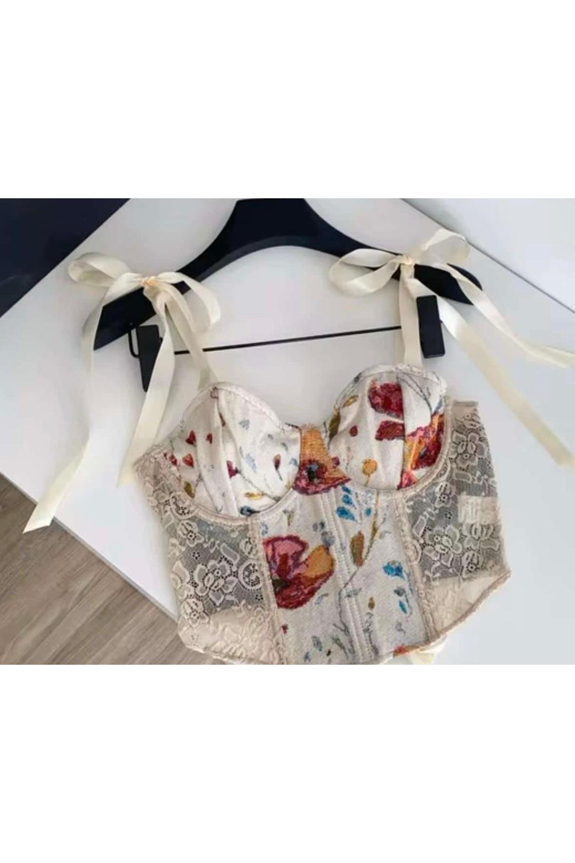 Floral Embroidery Corset Top